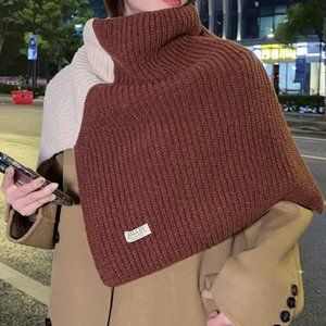 Winter  Warm Turtleneck Knitted Shawl Oversized